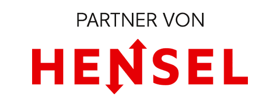 Partner von Hensel Logo mit rotem Pfeil
